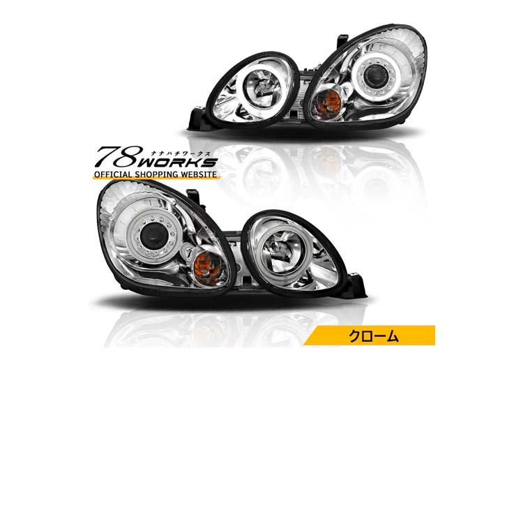 78works V2 LED Angel Eye Headlights Chrome for Toyota Aristo (JZS16#) 1998-2005